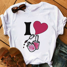 Load image into Gallery viewer, Perfumer Floral Stripe T Shirt Women Shirt Summer Shirt Lady Luxury Brand Streetwear T-shirt Tops Graphic Tees Women Kawaii