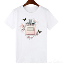 Load image into Gallery viewer, Perfumer Floral Stripe T Shirt Women Shirt Summer Shirt Lady Luxury Brand Streetwear T-shirt Tops Graphic Tees Women Kawaii