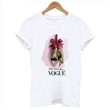 Load image into Gallery viewer, Perfumer Floral Stripe T Shirt Women Shirt Summer Shirt Lady Luxury Brand Streetwear T-shirt Tops Graphic Tees Women Kawaii