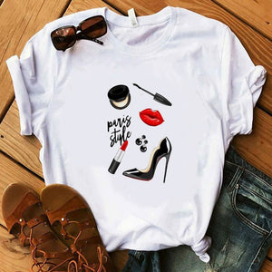 Perfumer Floral Stripe T Shirt Women Shirt Summer Shirt Lady Luxury Brand Streetwear T-shirt Tops Graphic Tees Women Kawaii