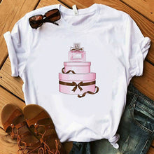 Load image into Gallery viewer, Perfumer Floral Stripe T Shirt Women Shirt Summer Shirt Lady Luxury Brand Streetwear T-shirt Tops Graphic Tees Women Kawaii
