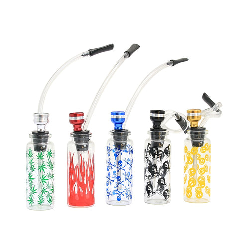 Glass Water Pipe Mini Smoking Pipe with PVC Tubes Cigarette Holder Many Color to Choose Hand Portable Mini Shisha Hookah