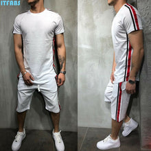 Load image into Gallery viewer, Striped 2019 Summer New Men&#39;s Shorts Casual Suits Sportswear Mens Clothing Man Sets Pants Male sweatshirt Men Brand Clothing