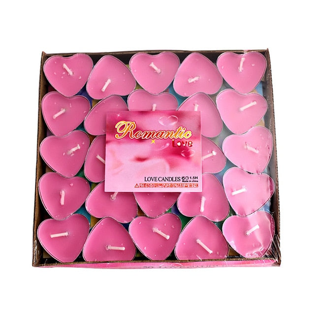 New 50pcs Romantic Heart Shape Wedding Party Birthday Fragrance Scented Candles Decor Gifts New Year Decorations