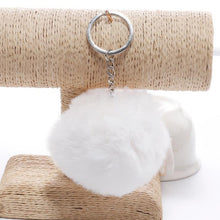 Load image into Gallery viewer, simple key chain Fur ball Pompon Keychain Pompom Artificial Rabbit Fur Animal Keychains For Woman Car Bag KeyRing 14 colors