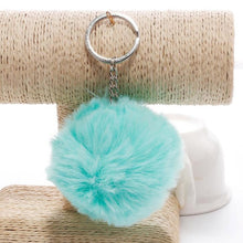 Load image into Gallery viewer, simple key chain Fur ball Pompon Keychain Pompom Artificial Rabbit Fur Animal Keychains For Woman Car Bag KeyRing 14 colors
