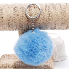 Load image into Gallery viewer, simple key chain Fur ball Pompon Keychain Pompom Artificial Rabbit Fur Animal Keychains For Woman Car Bag KeyRing 14 colors