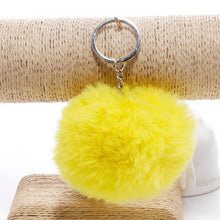Load image into Gallery viewer, simple key chain Fur ball Pompon Keychain Pompom Artificial Rabbit Fur Animal Keychains For Woman Car Bag KeyRing 14 colors