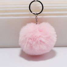 Load image into Gallery viewer, simple key chain Fur ball Pompon Keychain Pompom Artificial Rabbit Fur Animal Keychains For Woman Car Bag KeyRing 14 colors