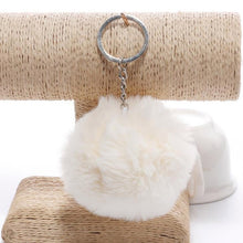 Load image into Gallery viewer, simple key chain Fur ball Pompon Keychain Pompom Artificial Rabbit Fur Animal Keychains For Woman Car Bag KeyRing 14 colors