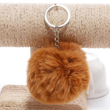 Load image into Gallery viewer, simple key chain Fur ball Pompon Keychain Pompom Artificial Rabbit Fur Animal Keychains For Woman Car Bag KeyRing 14 colors