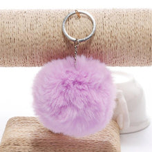 Load image into Gallery viewer, simple key chain Fur ball Pompon Keychain Pompom Artificial Rabbit Fur Animal Keychains For Woman Car Bag KeyRing 14 colors