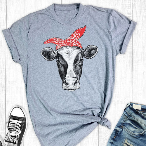 keep Cow t-shirt womens tee farm shirts graphic shirt  cowgirl tops print tiger tees harajuku fashion  summer girl sexy clothes