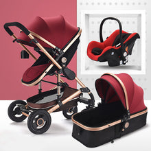 Load image into Gallery viewer, Multifunctional 3 in 1 Baby Stroller High Landscape Stroller  Folding Carriage Gold Baby Stroller Newborn Stroller