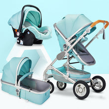 Load image into Gallery viewer, Multifunctional 3 in 1 Baby Stroller High Landscape Stroller  Folding Carriage Gold Baby Stroller Newborn Stroller