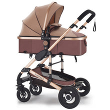 Load image into Gallery viewer, Multifunctional 3 in 1 Baby Stroller High Landscape Stroller  Folding Carriage Gold Baby Stroller Newborn Stroller