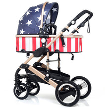 Load image into Gallery viewer, Multifunctional 3 in 1 Baby Stroller High Landscape Stroller  Folding Carriage Gold Baby Stroller Newborn Stroller