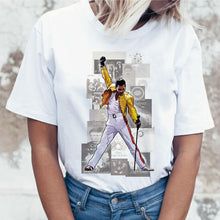 Load image into Gallery viewer, Freddie Mercury Queen Band T Shirt Women Harajuku Vintage Ullzang T-shirt Fashion Queen Tshirt 90s Graphic Rock Top Tees Female