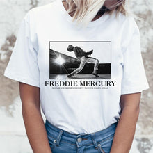 Load image into Gallery viewer, Freddie Mercury Queen Band T Shirt Women Harajuku Vintage Ullzang T-shirt Fashion Queen Tshirt 90s Graphic Rock Top Tees Female