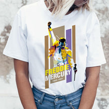 Load image into Gallery viewer, Freddie Mercury Queen Band T Shirt Women Harajuku Vintage Ullzang T-shirt Fashion Queen Tshirt 90s Graphic Rock Top Tees Female