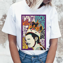 Load image into Gallery viewer, Freddie Mercury Queen Band T Shirt Women Harajuku Vintage Ullzang T-shirt Fashion Queen Tshirt 90s Graphic Rock Top Tees Female