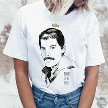Load image into Gallery viewer, Freddie Mercury Queen Band T Shirt Women Harajuku Vintage Ullzang T-shirt Fashion Queen Tshirt 90s Graphic Rock Top Tees Female