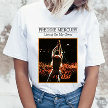 Load image into Gallery viewer, Freddie Mercury Queen Band T Shirt Women Harajuku Vintage Ullzang T-shirt Fashion Queen Tshirt 90s Graphic Rock Top Tees Female