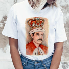 Load image into Gallery viewer, Freddie Mercury Queen Band T Shirt Women Harajuku Vintage Ullzang T-shirt Fashion Queen Tshirt 90s Graphic Rock Top Tees Female