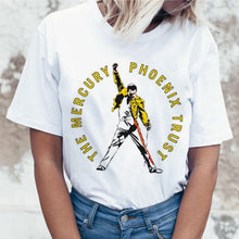 Load image into Gallery viewer, Freddie Mercury Queen Band T Shirt Women Harajuku Vintage Ullzang T-shirt Fashion Queen Tshirt 90s Graphic Rock Top Tees Female