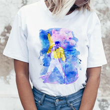 Load image into Gallery viewer, Freddie Mercury Queen Band T Shirt Women Harajuku Vintage Ullzang T-shirt Fashion Queen Tshirt 90s Graphic Rock Top Tees Female