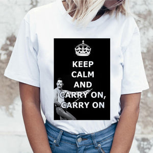 Freddie Mercury Queen Band T Shirt Women Harajuku Vintage Ullzang T-shirt Fashion Queen Tshirt 90s Graphic Rock Top Tees Female