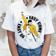 Load image into Gallery viewer, Freddie Mercury Queen Band T Shirt Women Harajuku Vintage Ullzang T-shirt Fashion Queen Tshirt 90s Graphic Rock Top Tees Female