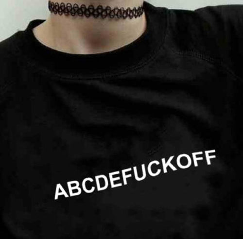 ABCDEFUCKOFF T-Shirt Funny Letters Printed T Shirts Women Summer Fashion Short Sleeve Hipster Tumblr Tshirt Graphic Shirts